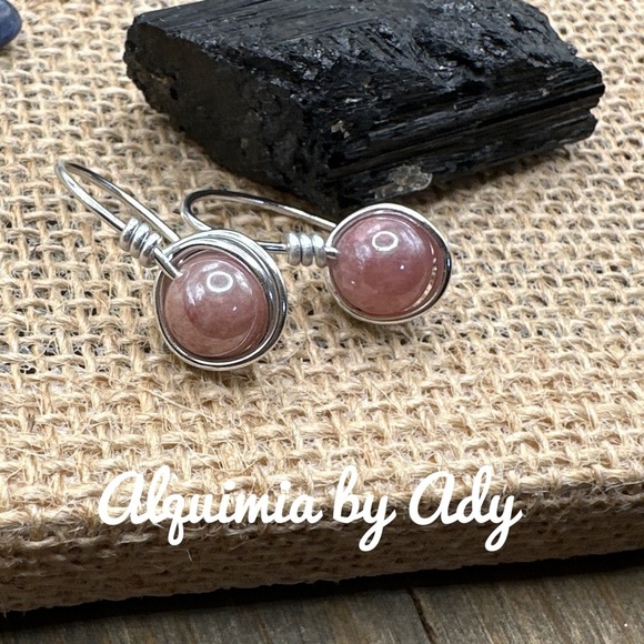 Peach moonstone silver Victorian drops spheres dangle earrings - Picture 2 of 10